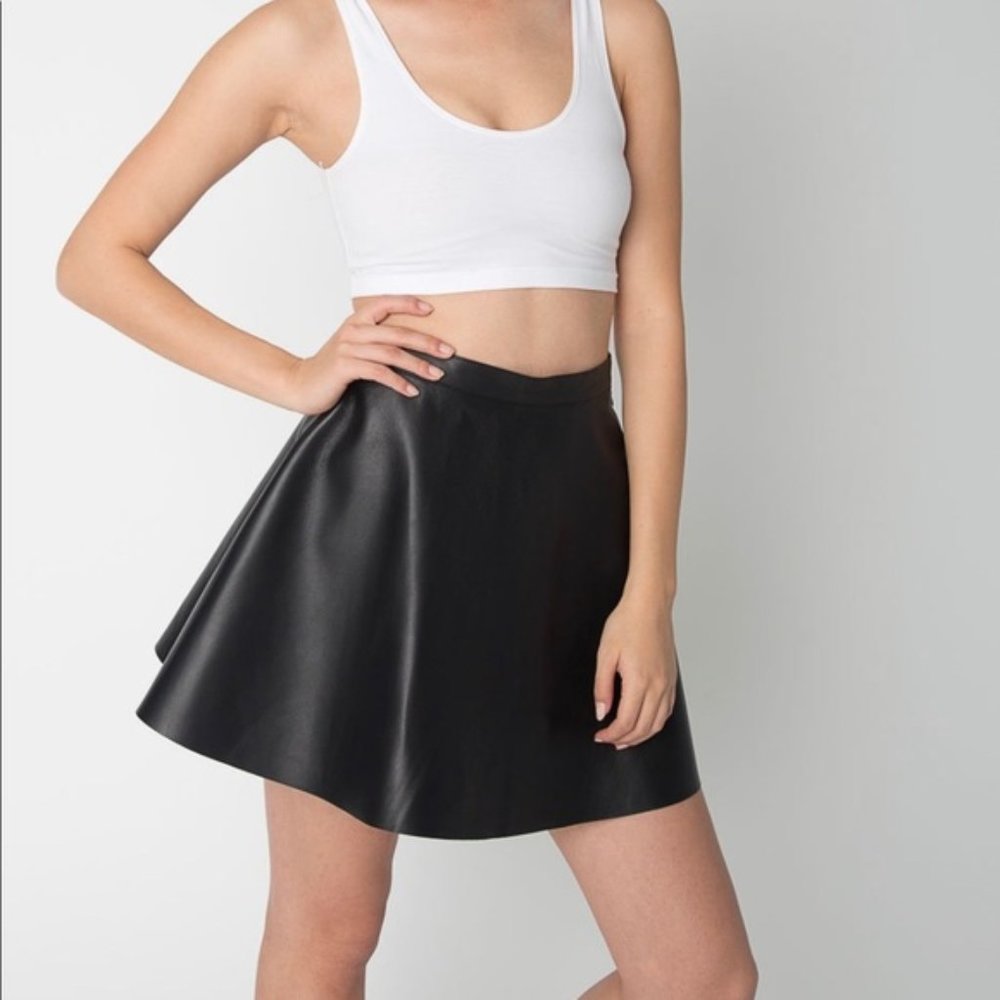 OG AA  Black Lambskin Leather Circle Mini Skirt